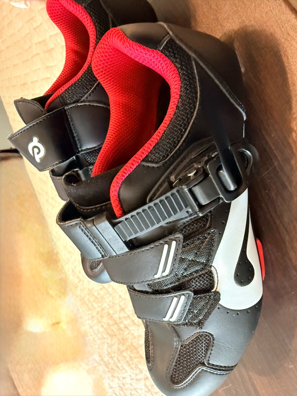 Peloton Black and Red Women's Cycling Shoes